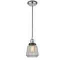 Chatham Mini Pendant shown in the Polished Nickel finish with a Clear shade