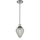 Geneseo Mini Pendant shown in the Polished Nickel finish with a Clear Crackled shade