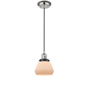 Fulton Mini Pendant shown in the Polished Nickel finish with a Matte White shade