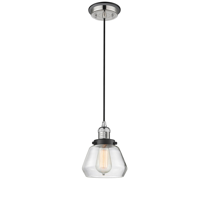 Fulton Mini Pendant shown in the Polished Nickel finish with a Clear shade