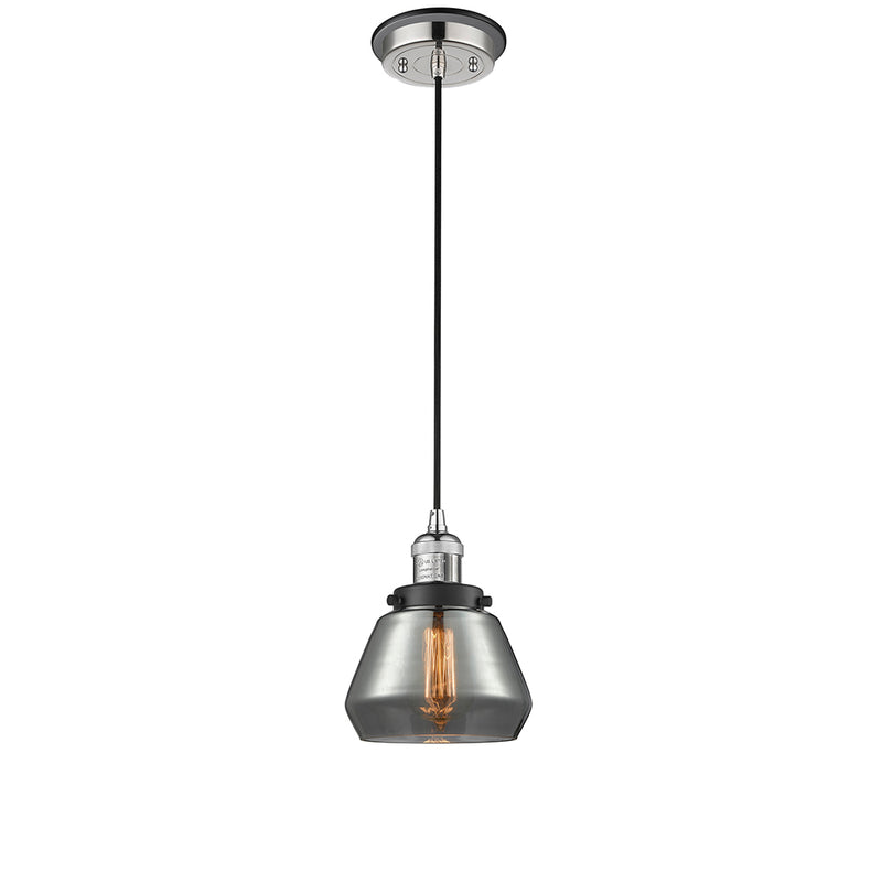 Fulton Mini Pendant shown in the Polished Nickel finish with a Plated Smoke shade