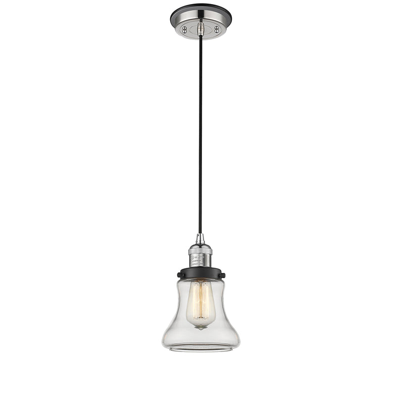 Bellmont Mini Pendant shown in the Polished Nickel finish with a Clear shade