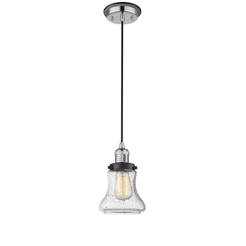 Bellmont Mini Pendant shown in the Polished Nickel finish with a Seedy shade