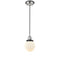 Beacon Mini Pendant shown in the Polished Nickel finish with a Matte White shade