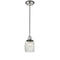 Colton Mini Pendant shown in the Polished Nickel finish with a Clear Halophane shade