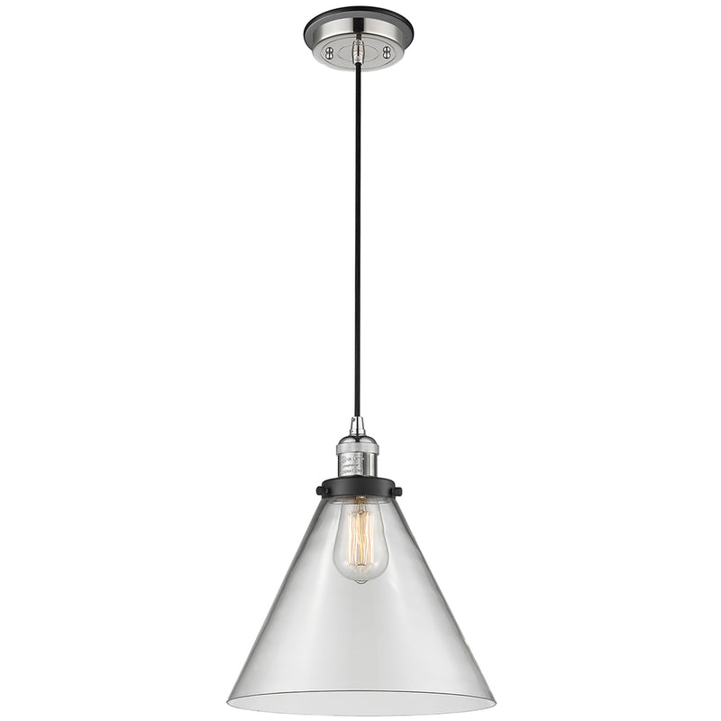 Cone Mini Pendant shown in the Polished Nickel finish with a Clear shade