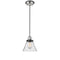 Cone Mini Pendant shown in the Polished Nickel finish with a Seedy shade