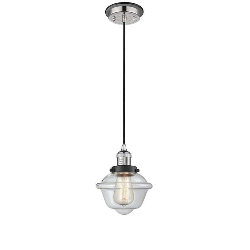 Oxford Mini Pendant shown in the Polished Nickel finish with a Clear shade