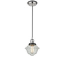 Oxford Mini Pendant shown in the Polished Nickel finish with a Seedy shade