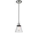 Cone Mini Pendant shown in the Polished Nickel finish with a Seedy shade