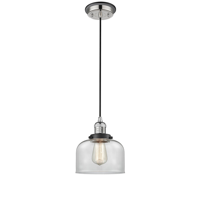 Bell Mini Pendant shown in the Polished Nickel finish with a Clear shade