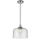 Bell Mini Pendant shown in the Polished Nickel finish with a Seedy shade