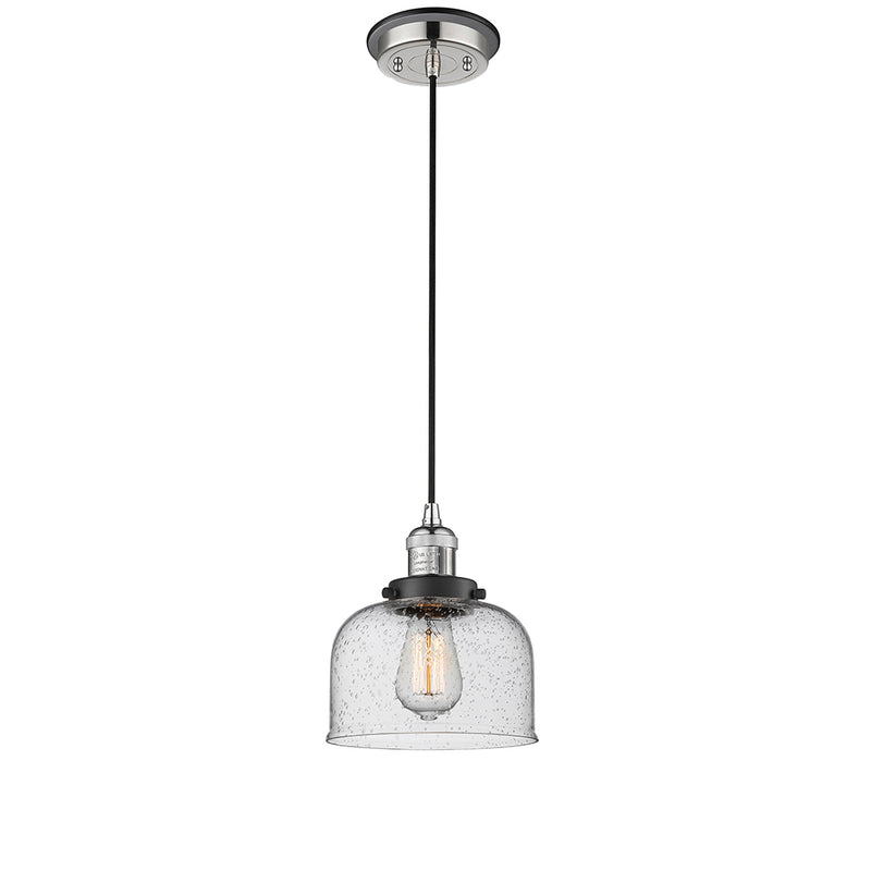 Bell Mini Pendant shown in the Polished Nickel finish with a Seedy shade