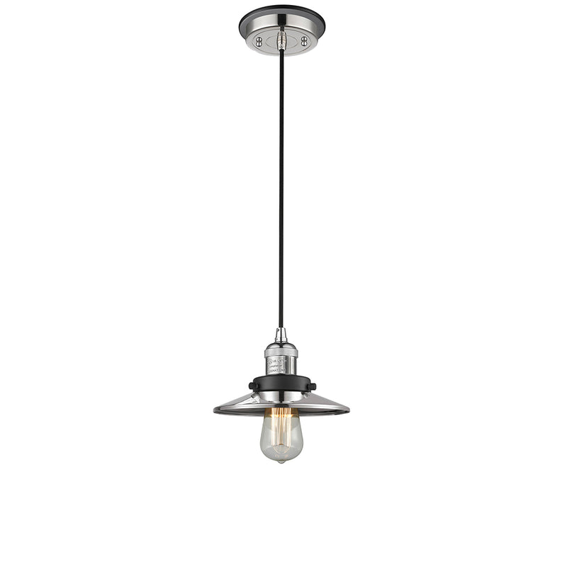 Railroad Mini Pendant shown in the Polished Nickel finish with a Polished Nickel shade