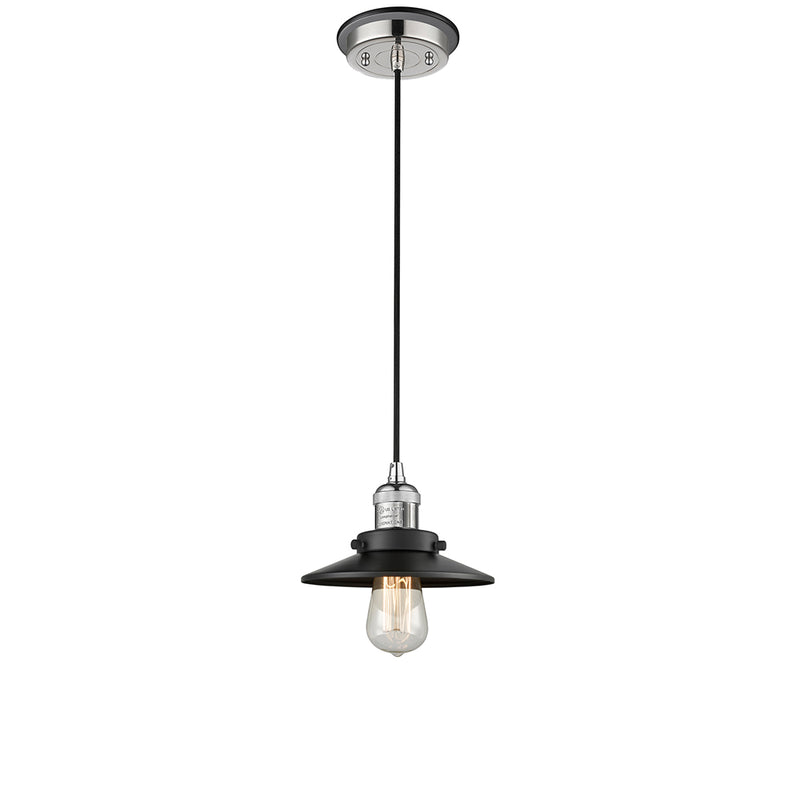 Railroad Mini Pendant shown in the Polished Nickel finish with a Polished Nickel shade