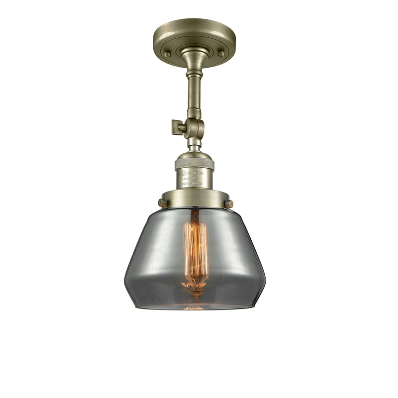 Fulton Semi-Flush Mount shown in the Antique Brass finish with a Plated Smoke shade