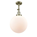 Beacon Semi-Flush Mount shown in the Antique Brass finish with a Matte White shade