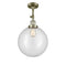 Beacon Semi-Flush Mount shown in the Antique Brass finish with a Clear shade