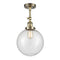 Beacon Semi-Flush Mount shown in the Antique Brass finish with a Seedy shade