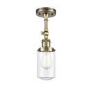 Dover Semi-Flush Mount shown in the Antique Brass finish with a Clear shade