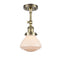 Olean Semi-Flush Mount shown in the Antique Brass finish with a Matte White shade