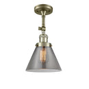 Cone Semi-Flush Mount shown in the Antique Brass finish with a Plated Smoke shade