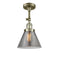 Cone Semi-Flush Mount shown in the Antique Brass finish with a Plated Smoke shade