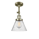 Cone Semi-Flush Mount shown in the Antique Brass finish with a Seedy shade