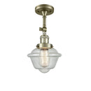 Oxford Semi-Flush Mount shown in the Antique Brass finish with a Seedy shade