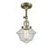 Oxford Semi-Flush Mount shown in the Antique Brass finish with a Seedy shade