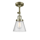 Cone Semi-Flush Mount shown in the Antique Brass finish with a Seedy shade