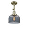 Bell Semi-Flush Mount shown in the Antique Brass finish with a Plated Smoke shade