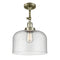 Bell Semi-Flush Mount shown in the Antique Brass finish with a Seedy shade