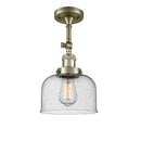 Bell Semi-Flush Mount shown in the Antique Brass finish with a Seedy shade