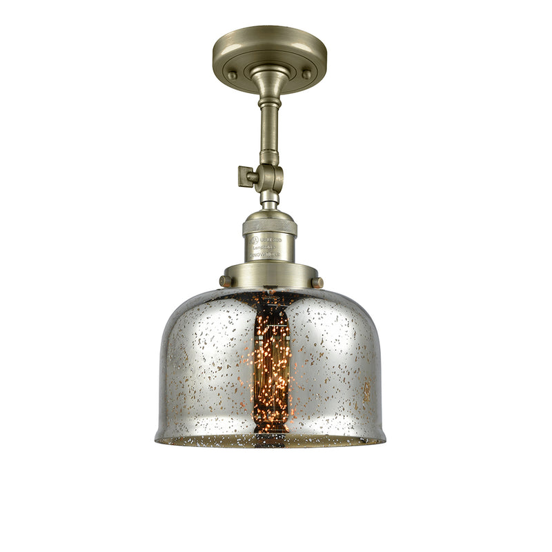 Bell Semi-Flush Mount shown in the Antique Brass finish with a Silver Plated Mercury shade