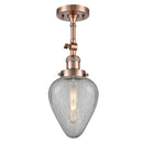 Geneseo Semi-Flush Mount shown in the Antique Copper finish with a Clear Crackled shade