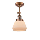 Fulton Semi-Flush Mount shown in the Antique Copper finish with a Matte White shade