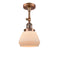 Fulton Semi-Flush Mount shown in the Antique Copper finish with a Matte White shade