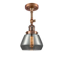 Fulton Semi-Flush Mount shown in the Antique Copper finish with a Plated Smoke shade