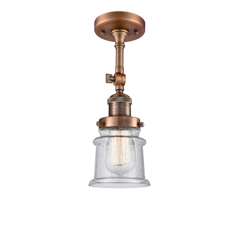 Canton Semi-Flush Mount shown in the Antique Copper finish with a Seedy shade