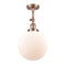 Beacon Semi-Flush Mount shown in the Antique Copper finish with a Matte White shade