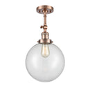 Beacon Semi-Flush Mount shown in the Antique Copper finish with a Clear shade