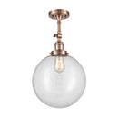 Beacon Semi-Flush Mount shown in the Antique Copper finish with a Clear shade