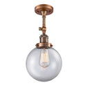 Beacon Semi-Flush Mount shown in the Antique Copper finish with a Clear shade