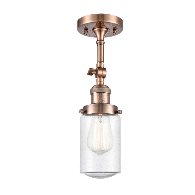 Dover Semi-Flush Mount shown in the Antique Copper finish with a Seedy shade