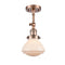 Olean Semi-Flush Mount shown in the Antique Copper finish with a Matte White shade