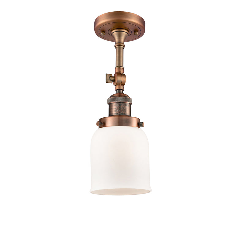 Bell Semi-Flush Mount shown in the Antique Copper finish with a Matte White shade