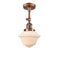 Oxford Semi-Flush Mount shown in the Antique Copper finish with a Matte White shade