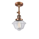 Oxford Semi-Flush Mount shown in the Antique Copper finish with a Clear shade