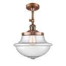 Oxford Semi-Flush Mount shown in the Antique Copper finish with a Seedy shade